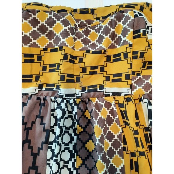 Torrid womens strapless halter short mini dress gold brown geo lined size 26 - Picture 7 of 13